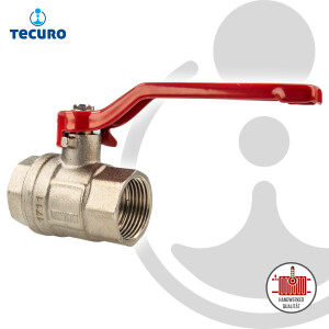 tecuro Kugelhahn, beidseitig Innengewinde Rp 1/4 Zoll (DN 10) Stahlhebel lang, Messing vernickelt