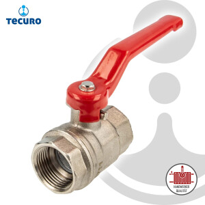 tecuro Kugelhahn, beidseitig Innengewinde Rp 3/8 Zoll (DN 10) Stahlhebel lang, Messing vernickelt