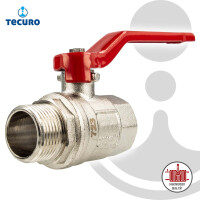 tecuro Kugelhahn, Innen- x Außengewinde G 1 1/4 Zoll (DN 32) Stahlhebel lang, MS-vernickelt