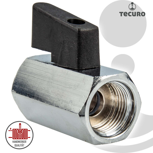 tecuro MINI Kugelhahn beidseitig Innengewinde Rp 1/8 Zoll, Messing verchromt