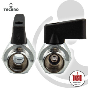 tecuro MINI Kugelhahn beidseitig Außengewinde G 3/8 Zoll, Messing verchromt