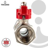 tecuro Kugelhahn mit Überwurfmutter Rp 3/4 Zoll x Innengewinde Rp 3/4 Zoll (DN15), Flügelgriff rot