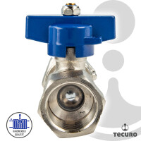 tecuro Kugelhahn mit Überwurfmutter Rp 3/4 Zoll x Innengewinde Rp 3/4 Zoll (DN15), Flügelgriff blau