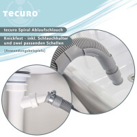 tecuro Spiral Ablaufschlauch 1,00 m x Ø 19/21 mm, knickfest, mit Schlauchhalter und Schellen