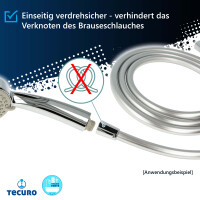 tecuro PREMIUM Brauseschlauch 2,00 m, verdrehsicher, silberglatt, KTW-BWGL