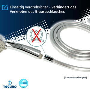 tecuro PREMIUM Brauseschlauch 2,50 m, verdrehsicher, silberglatt, KTW-BWGL