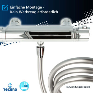 tecuro PREMIUM Brauseschlauch 2,50 m, verdrehsicher, silberglatt, KTW-BWGL