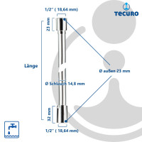 tecuro PREMIUM Brauseschlauch 0,50 m, verdrehsicher, silberglatt, KTW/DVGW
