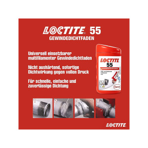 Loctite 55, Gewindedichtfaden 160 m - für Heizung, Trinkwasser und Gas - 2056936