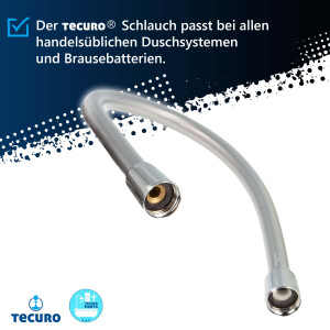 tecuro PREMIUM Brauseschlauch 0,70 m, verdrehsicher, silberglatt, KTW-BWGL