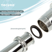 tecuro Tauchrohr Bördelrohr Ø 32 x 200 mm für Siphon Geruchsverschluss, Messing verchromt