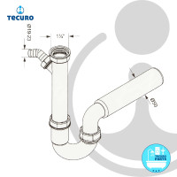 tecuro Ablaufgarnitur Siphon Geruchsverschluss - mit Ø 50 mm Abgang nach hinten