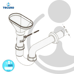 tecuro Trichtersiphon Geruchsverschluss Trichterablauf mit Wandanschluss Ø 40 mm