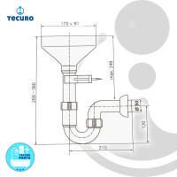 tecuro Trichtersiphon Geruchsverschluss Trichterablauf mit Wandanschluss Ø 50 mm