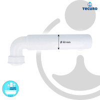 tecuro Gerätesiphon Sifon Geruchsverschluss mit Wandanschluss Ø 50 mm