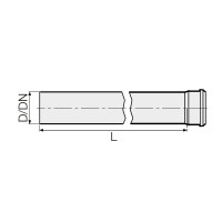 HT Rohr Ø 32 x 150 mm, mit einseitiger Steckmuffe und Gummidichtung, PP-grau