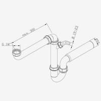 tecuro Raumschaffer Küchenablauf Spülen Siphon mit 1 1/2 Zoll Anschluss x Wandanschluss Ø 50 mm