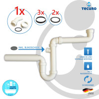 tecuro Raumschaffer Küchenablauf Spülen Siphon mit Wandanschluss Ø 50 mm