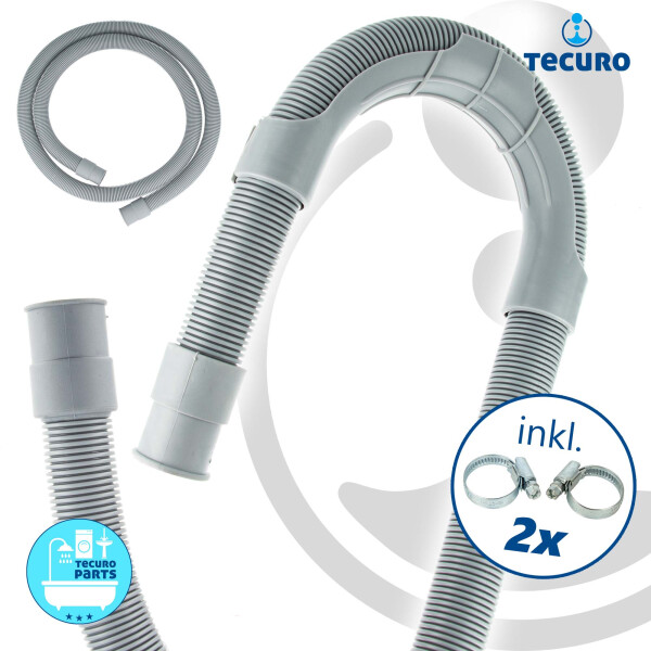 tecuro Spiral Ablaufschlauch 1,50 m x Ø 19/21 mm, knickfest, mit Schlauchhalter und Schellen