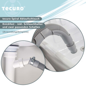 tecuro Spiral Ablaufschlauch 1,50 m x Ø 19/21 mm, knickfest, mit Schlauchhalter und Schellen