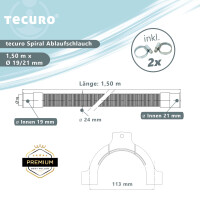 tecuro Spiral Ablaufschlauch 1,50 m x Ø 19/21 mm, knickfest, mit Schlauchhalter und Schellen