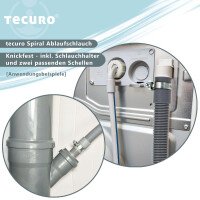 tecuro Spiral Ablaufschlauch 1,50 m x Ø 19/21 mm, knickfest, mit Schlauchhalter und Schellen