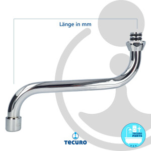 tecuro S-Auslauf für Wand-Armaturen 3/4 Zoll konisch dichtend, Länge 150 mm, Messing verchromt