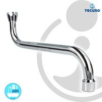 tecuro S-Auslauf für Wand-Armaturen 3/4 Zoll flachdichtend, Länge 100 mm, Messing verchromt