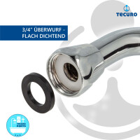 tecuro S-Auslauf für Wand-Armaturen 3/4 Zoll flachdichtend, Länge 300 mm, Messing verchromt
