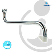 tecuro S-Auslauf für Elektro-Übertischgeräte 1/2 Zoll flachdichtend, Länge 160 mm, Messing verchromt