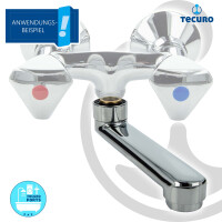 tecuro S-Auslauf für Wand-Armaturen 3/4 Zoll konisch dichtend, Länge 120 mm, Messing verchromt