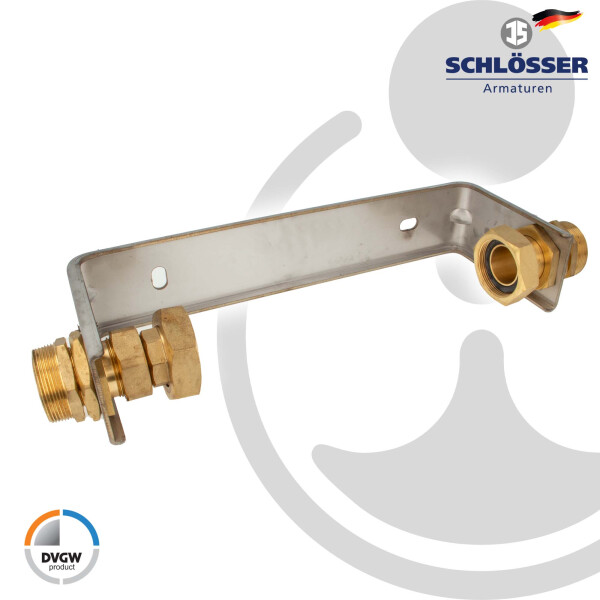JS Wasserzähler-Bügel 2 x 2 Zoll, für Hauswasserzähler mit Baulänge 300 mm, nicht verstellbar, Edelstahl