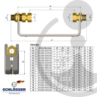 JS Wasserzähler-Bügel 1 x 1 Zoll, für Hauswasserzähler mit Baulänge 190 mm, nicht verstellbar, verzinkt