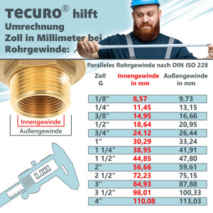 JS Einbausatz zu Wärmemengenzähler 1/2 Zoll x 110 mm - mit Kugelhähnen