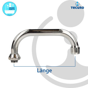 tecuro U-Auslauf für Wand-Armaturen 3/4 Zoll konisch dichtend, Länge 200 mm, Messing verchromt