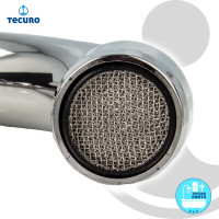 tecuro U-Auslauf für Wand-Armaturen 3/4 Zoll konisch dichtend, Länge 300 mm, Messing verchromt