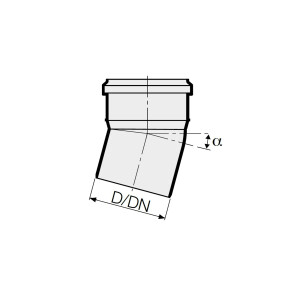 HT Bogen Ø 75 x 15°, mit einseitiger Steckmuffe und Gummidichtung