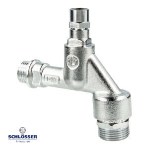 JS DVGW-Auslaufventil 1/2 Zoll mit Steckschlüsseloberteil, RV und Rohrbelüfter, matt verchromt