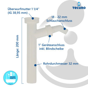 tecuro Verstellrohr Tauchrohr mit Geräteanschluss -...