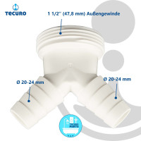 tecuro Y-Doppel-Gerätetülle mit 1 1/2 Zoll mit Aussengewinde