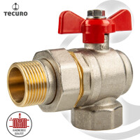 tecuro Winkel Kugelhahn mit Verschraubung G 1 Zoll x Innengewinde Rp 1 Zoll, Messing vernickelt