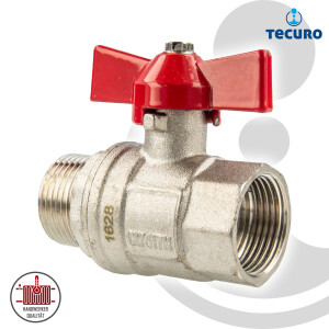 tecuro Kugelhahn, Innen- x Außengewinde G 3/8 Zoll (DN 10) Flügelgriff, Messing vernickelt