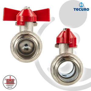 tecuro Kugelhahn, Innen- x Außengewinde G 3/8 Zoll (DN 10) Flügelgriff, Messing vernickelt