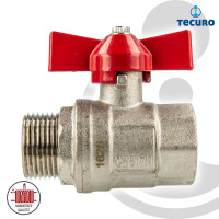 tecuro Kugelhahn, Innen- x Außengewinde G 3/8 Zoll (DN 10) Flügelgriff, Messing vernickelt