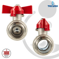 tecuro Kugelhahn, Innen- x Außengewinde G 3/8 Zoll (DN 10) Flügelgriff, Messing vernickelt
