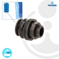tecuro PUSH-IN Universal Behälterverschraubung 3/4 Zoll AG - DN 18, Tankdurchführung - für Tanks und Fässer, PP/EPDM