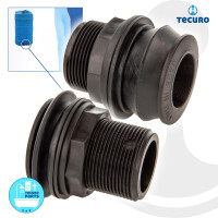 tecuro PUSH-IN Universal Behälterverschraubung 1 1/2 Zoll AG - DN 34,5, Tankdurchführung - für Tanks und Fässer, PP/EPDM