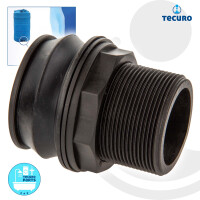 tecuro PUSH-IN Universal Behälterverschraubung 2 Zoll AG - DN 45,5, Tankdurchführung - für Tanks und Fässer, PP/EPDM