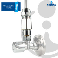 tecuro Rückflussverhinderer mit 3/8 ÜWM x 1/2 Zoll AG bzw. Ø 10 mm Quetschverschraubung, Messing verchromt