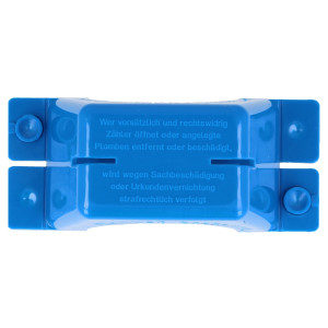 JS Plombierschelle für Hauswasserzähler, blau, beschriftet, 2-teilig